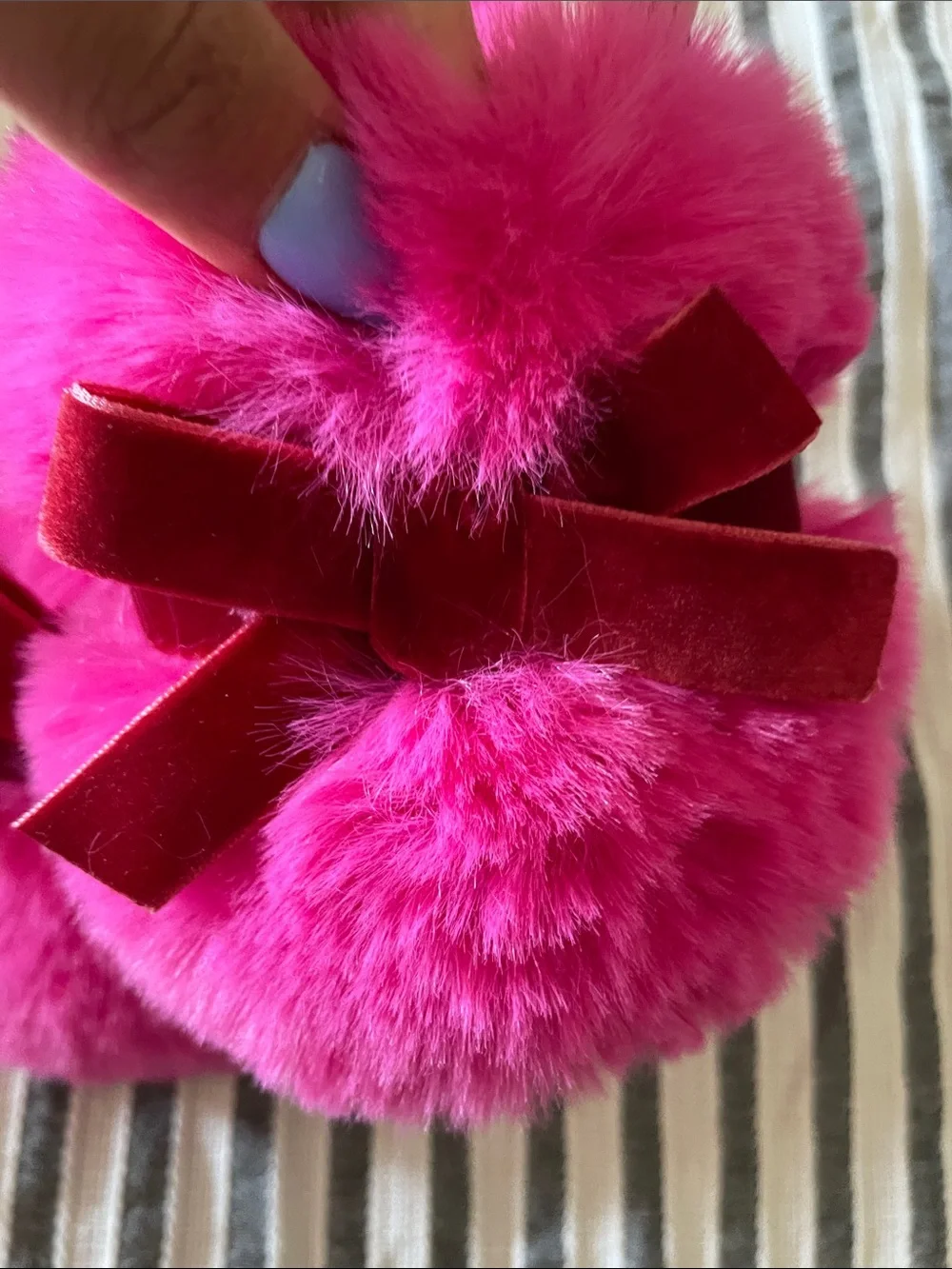 Cat & Jack Bright Pink Fuzzy Pom Slippers